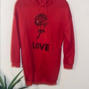 Bold Red Hoodie with Graphic Design